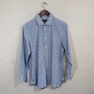 John Varvatos USA Dress Shirt M/L Slim Fit 100% Cotton Geo Preppy Minimal Luxury